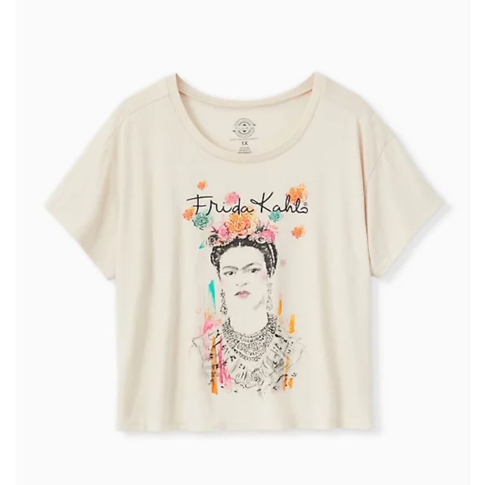 ❤️Torrid Frida Kahlo Ivory Crop Crew Tee